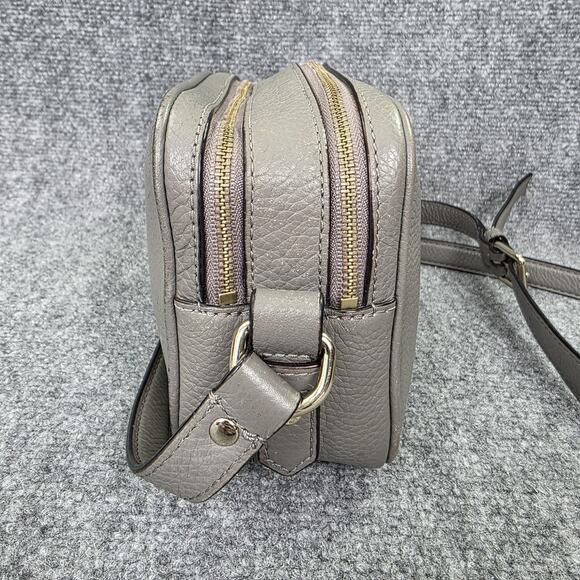 Kate Spade Crossbody Bag Womens Small Gray Pebbled Leather Double Zip Casual - Picture 7 of 16